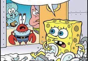 Spongebob washing dishes – comic