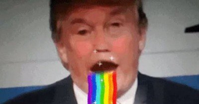 Trump puking rainbows – snapchat gif