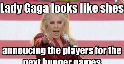 Lady Gaga Super Bowl hunger games meme  