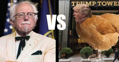 Chicken Trump vs Colonel Bernie Sanders meme